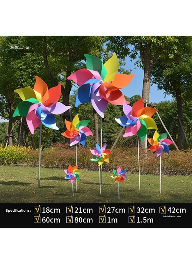 Rotating Colorful Small Windmill Children's Toys Hanging Kindergarten Scenic Decoration Windmill Large Outdoor Round Ball Windmill-Color:Extra Thick Four-color 1.5m With 2m Iron 1 Piece