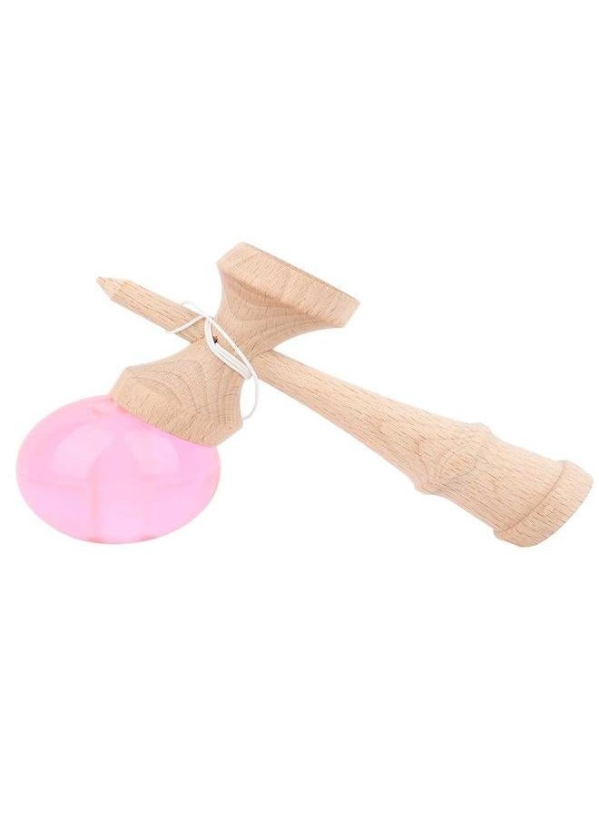 Japanese Traditional Toy Wood Handle Crystal Ball Kendama Kids Sports Game (Pink)