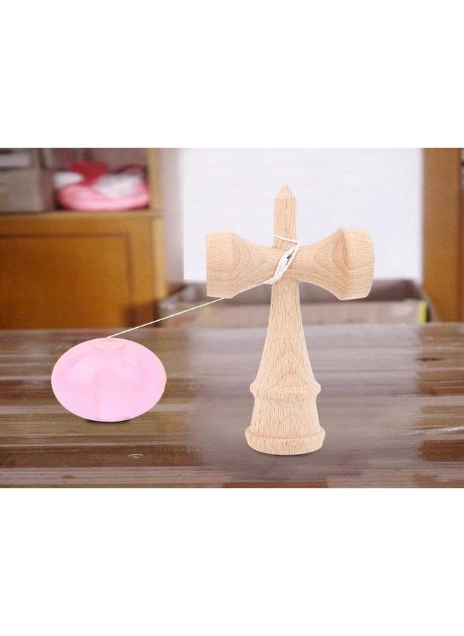 Japanese Traditional Toy Wood Handle Crystal Ball Kendama Kids Sports Game (Pink)