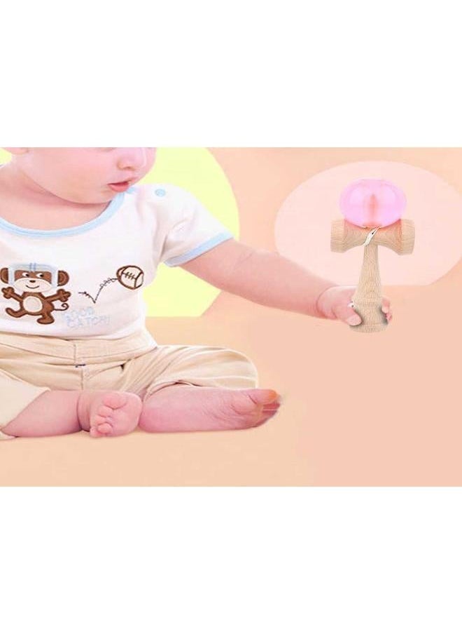 Japanese Traditional Toy Wood Handle Crystal Ball Kendama Kids Sports Game (Pink)