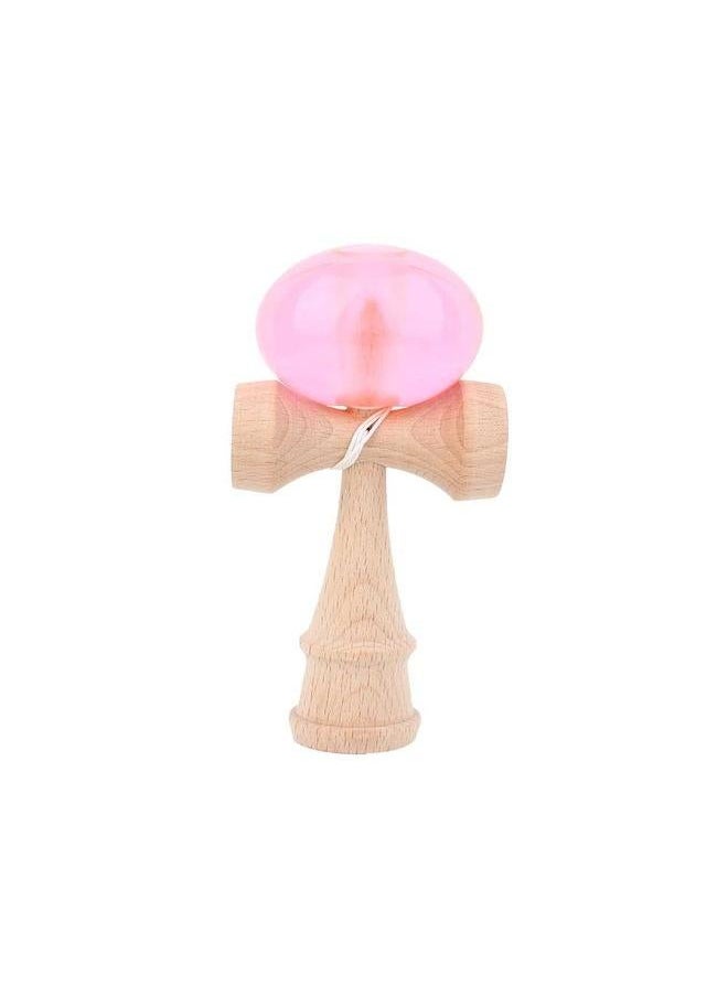 Japanese Traditional Toy Wood Handle Crystal Ball Kendama Kids Sports Game (Pink)