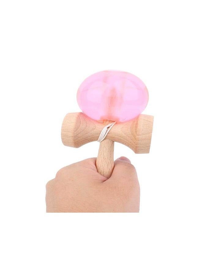 Japanese Traditional Toy Wood Handle Crystal Ball Kendama Kids Sports Game (Pink)