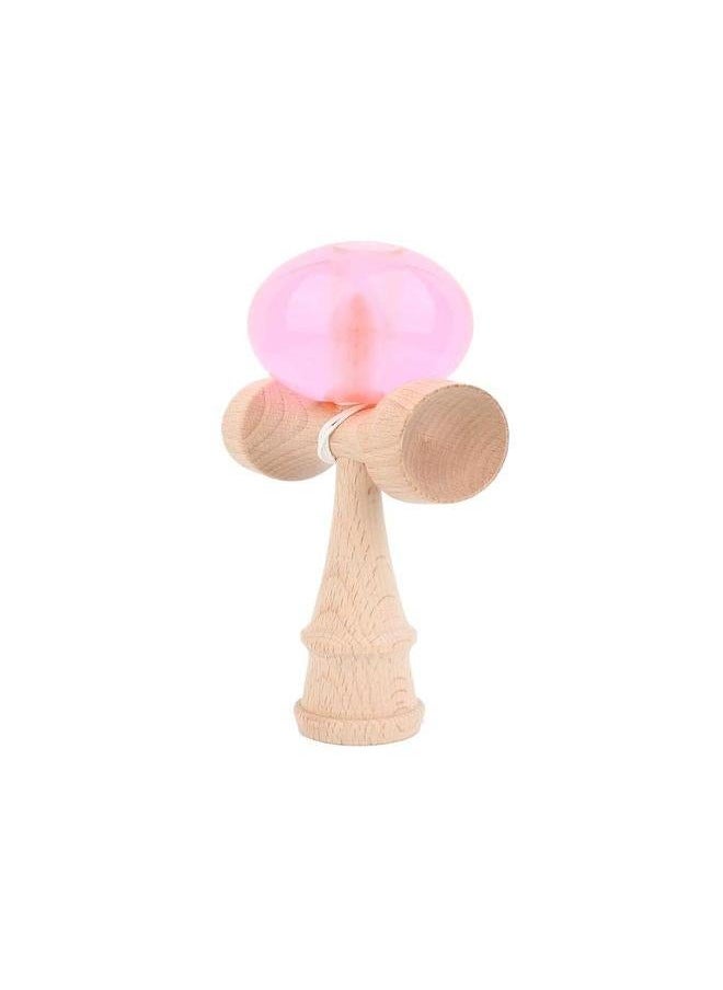 Japanese Traditional Toy Wood Handle Crystal Ball Kendama Kids Sports Game (Pink)