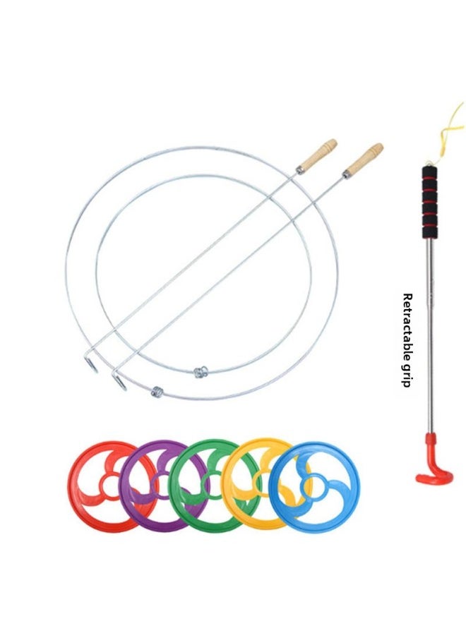 Children's Traditional Rolling Iron Ring Rolling Iron Ring Bold Push Iron Ring Stall Rolling Ring Kindergarten Outdoor Toys-Color:All-iron One-piece Handle-Diameter:35cm Flat 8.5mm