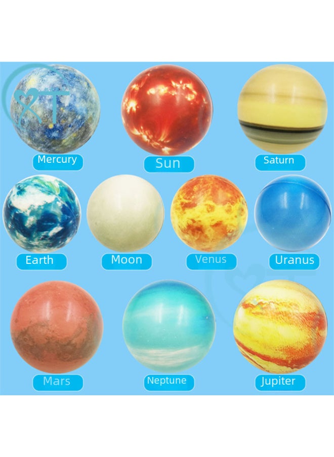 63mm Eight Planets Pu Foam Sponge Ball Stress Relief Children's Cognitive Educational Toy Venting Ball-Color:6.3 Eight Planets + Moon + Sun (10/set, Set Price)-Diameter:Within 360~1000/set