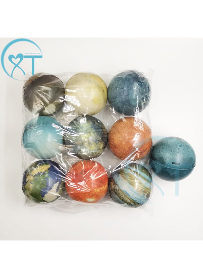 63mm Eight Planets Pu Foam Sponge Ball Stress Relief Children's Cognitive Educational Toy Venting Ball-Color:6.3 Eight Planets + Moon + Sun (10/set, Set Price)-Diameter:Within 360~1000/set