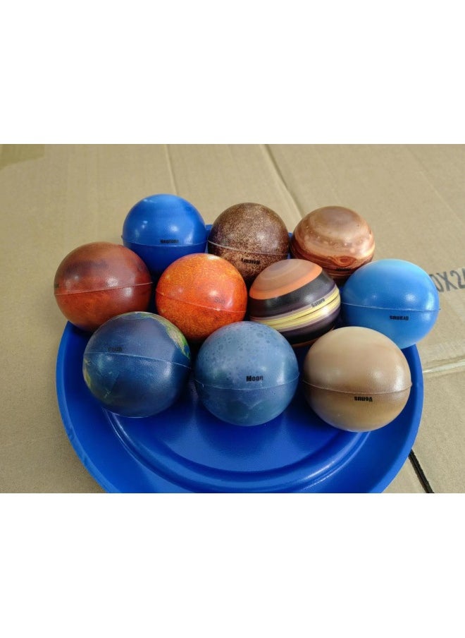 63mm Eight Planets Pu Foam Sponge Ball Stress Relief Children's Cognitive Educational Toy Venting Ball-Color:6.3 Eight Planets + Moon + Sun (10/set, Set Price)-Diameter:Within 360~1000/set