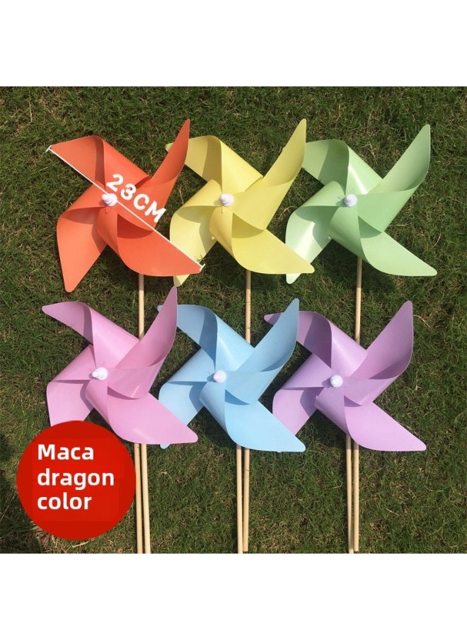Macaron Pattern Windmill Classroom Graduation Decoration Matching Suction Cup Standing White And Blue Two-color Windmill-Color:Pack Of 10 Macarons (six Colors Available (comes With Base And Pole)