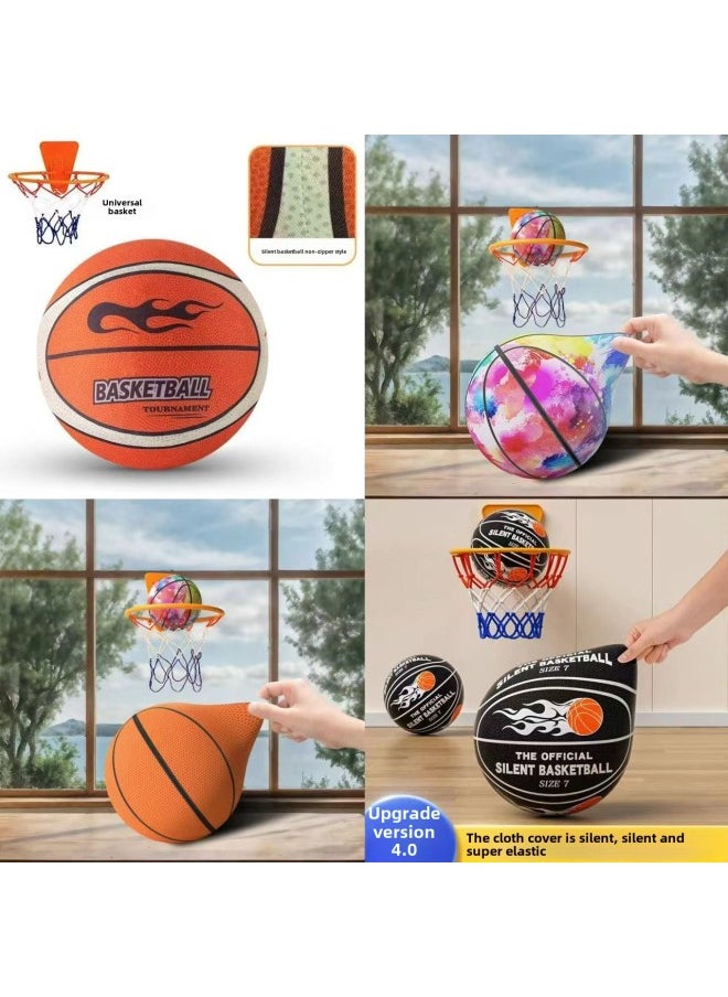 Sells 9.0 Cloth Sets Mute Ball Children's Indoor Training Mute Basketball Explosion Toys Wholesale-Colour:Blue-basketball Line Terms-Diameter:No. 7 (24cm)