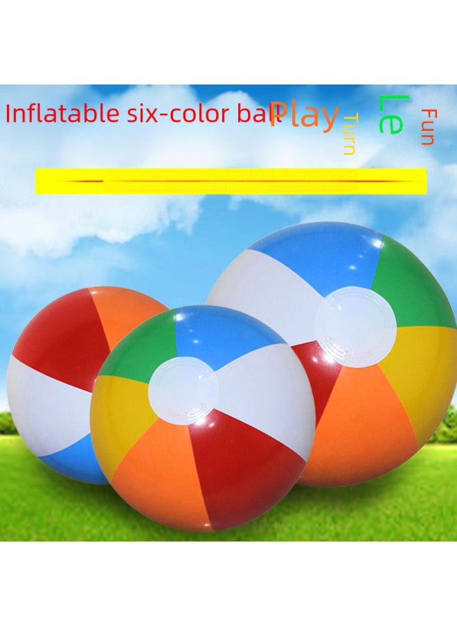 Inflatable Six-color Beach Balls Children's Water Play Toy Advertising Colorful Balls Stock Available-Diameter:40CM Colorful Striped Ball (28CM After Inflated)
