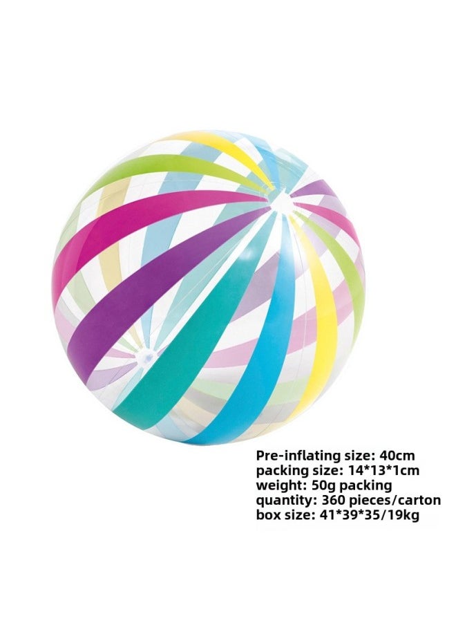 Inflatable Six-color Beach Balls Children's Water Play Toy Advertising Colorful Balls Stock Available-Diameter:40CM Colorful Striped Ball (28CM After Inflated)