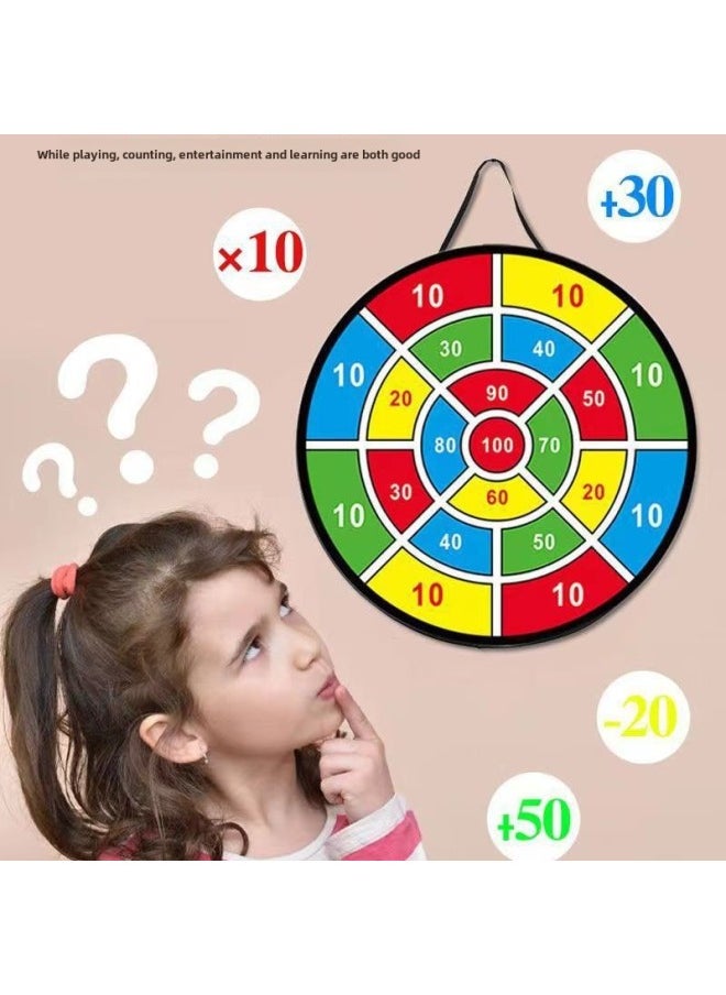 73 Children's Sticky Ball Dart Board Steel Ring Foldable Dart Throwing Sticky Ball Plate Parent-child Game Toy-Color:Diameter 66 Double Sided + Black 12 Balls + 2 Hooks + 6 Darts