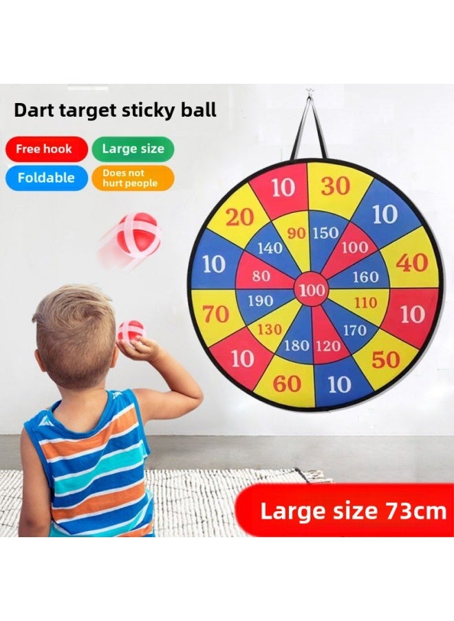 73 Children's Sticky Ball Dart Board Steel Ring Foldable Dart Throwing Sticky Ball Plate Parent-child Game Toy-Color:Diameter 66 Double Sided + Black 12 Balls + 2 Hooks + 6 Darts