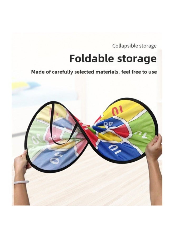 73 Children's Sticky Ball Dart Board Steel Ring Foldable Dart Throwing Sticky Ball Plate Parent-child Game Toy-Color:Diameter 66 Double Sided + Black 12 Balls + 2 Hooks + 6 Darts