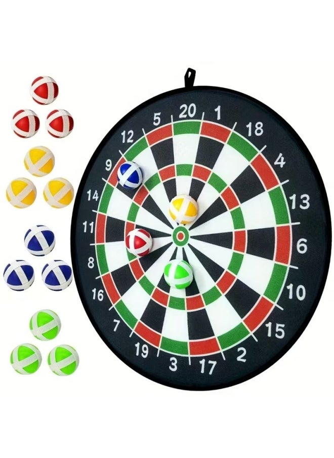 73 Children's Sticky Ball Dart Board Steel Ring Foldable Dart Throwing Sticky Ball Plate Parent-child Game Toy-Color:Diameter 66 Double Sided + Black 12 Balls + 2 Hooks + 6 Darts