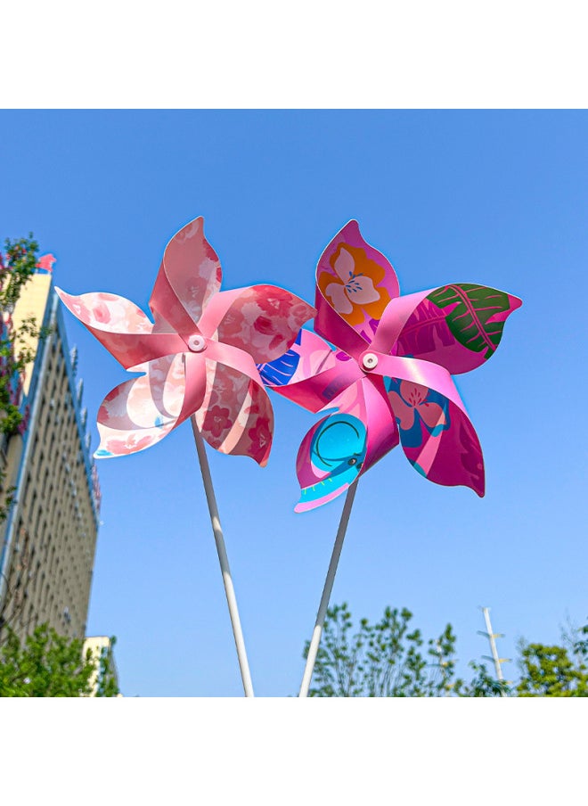 Cherry Blossom Windmill Outdoor Decoration Kindergarten Children's Toy Props Photo Wedding Road Lead Handheld Windmill-Color:Five-leaf 17cm Cherry Blossom Car With Hollow Rod (100) Cherry Joy-Specifications:No Specifications