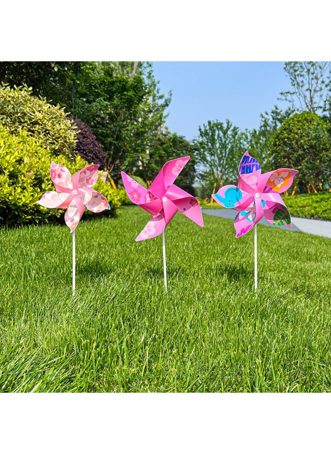 Cherry Blossom Windmill Outdoor Decoration Kindergarten Children's Toy Props Photo Wedding Road Lead Handheld Windmill-Color:Five-leaf 17cm Cherry Blossom Car With Hollow Rod (100) Cherry Joy-Specifications:No Specifications
