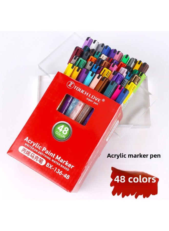 Children's Handmade Diy White Transparent Painting Windmill Parent-child Interactive Coloring Material Bag Kindergarten Outdoor Decoration-Color:Acrylic Marker (48 Colors)