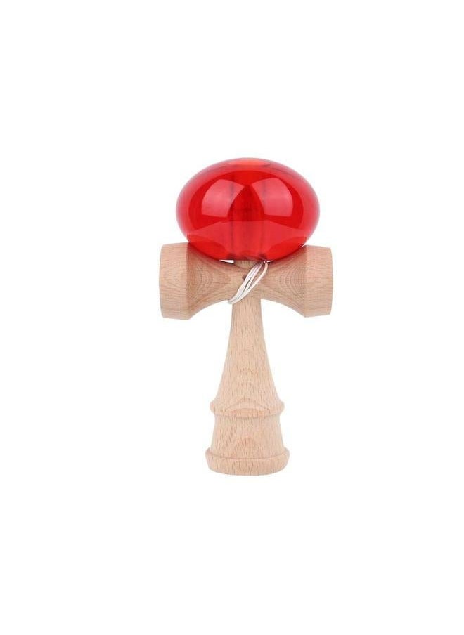 Japanese Traditional Toy Wood Handle Crystal Ball Kendama Kids Sports Game (Red)