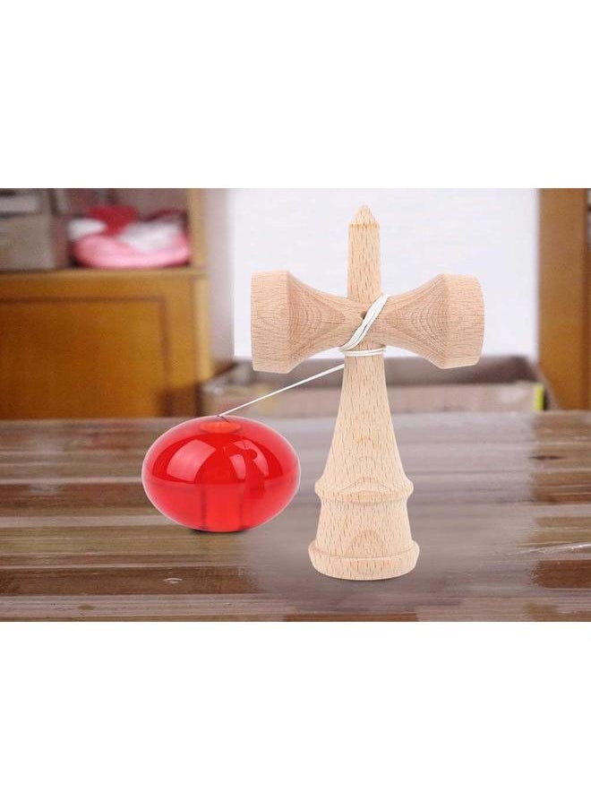 Japanese Traditional Toy Wood Handle Crystal Ball Kendama Kids Sports Game (Red)