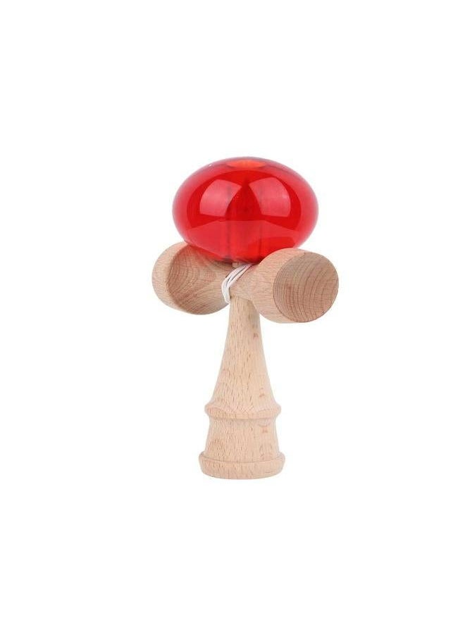 Japanese Traditional Toy Wood Handle Crystal Ball Kendama Kids Sports Game (Red)