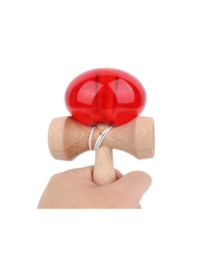 Japanese Traditional Toy Wood Handle Crystal Ball Kendama Kids Sports Game (Red)