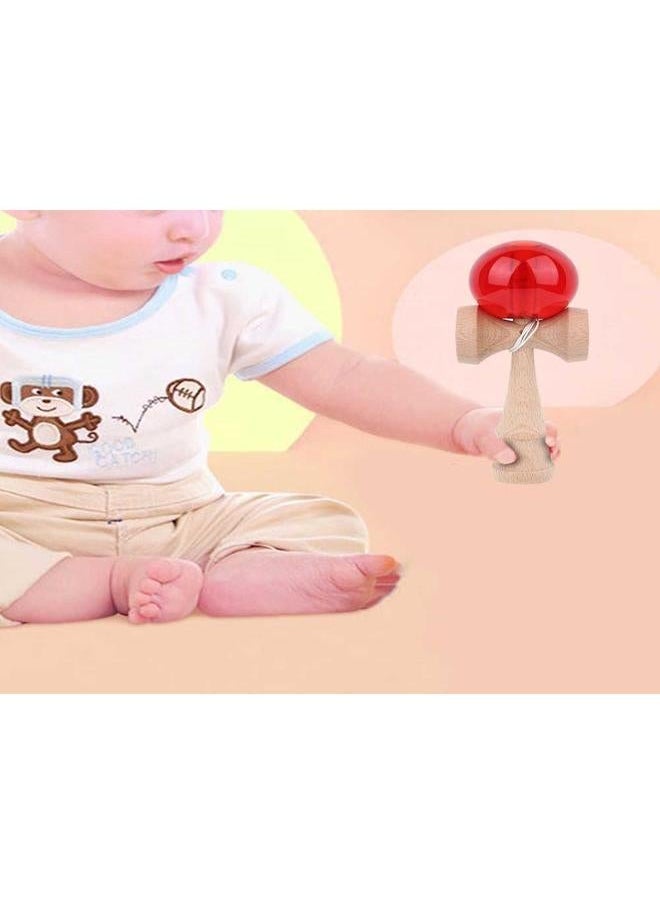 Japanese Traditional Toy Wood Handle Crystal Ball Kendama Kids Sports Game (Red)