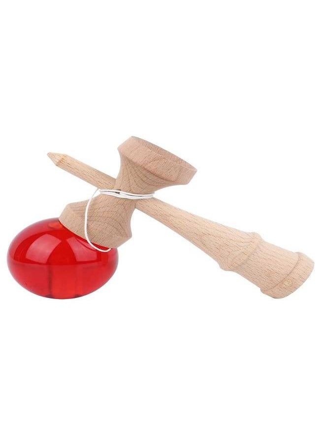 Japanese Traditional Toy Wood Handle Crystal Ball Kendama Kids Sports Game (Red)
