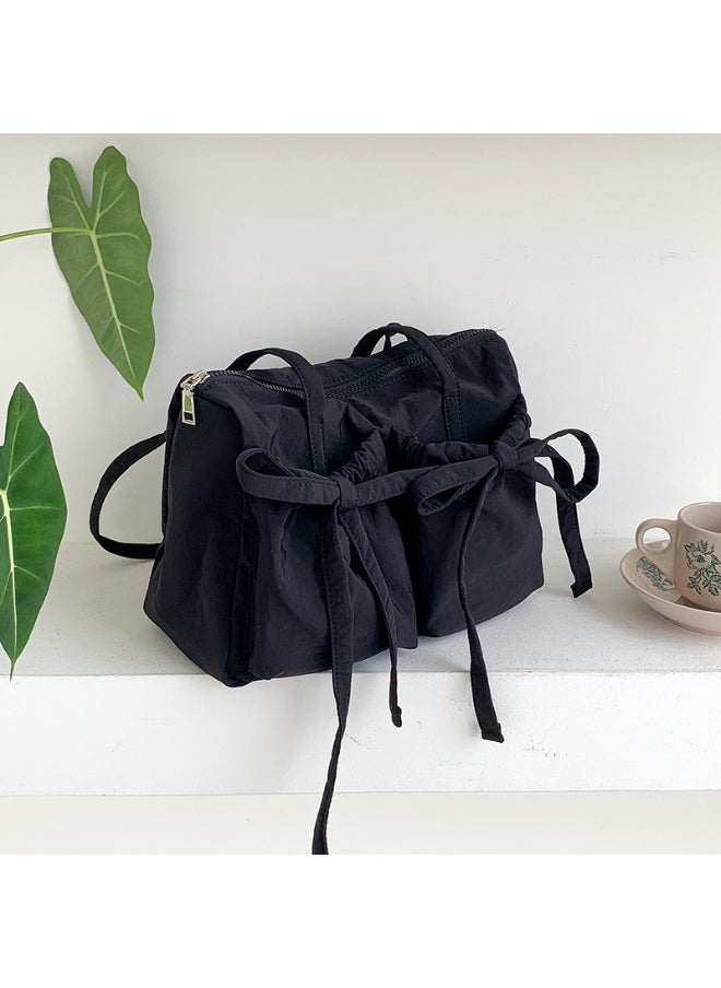 Fashion Bow Tote Bag Summer Luxury Sense Large Capacity Shoulder Bag Women's Simple Velcron Commuter Bag