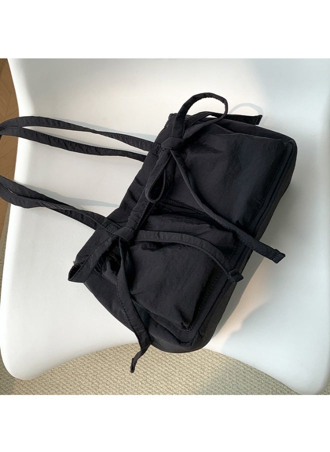 Fashion Bow Tote Bag Summer Luxury Sense Large Capacity Shoulder Bag Women's Simple Velcron Commuter Bag