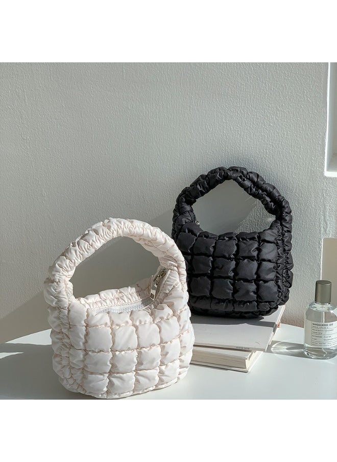 Autumn Pleated Diamond Check Handbag Cute Mini Cloud Bag Fashion Advanced Sense Bubble Down Bag