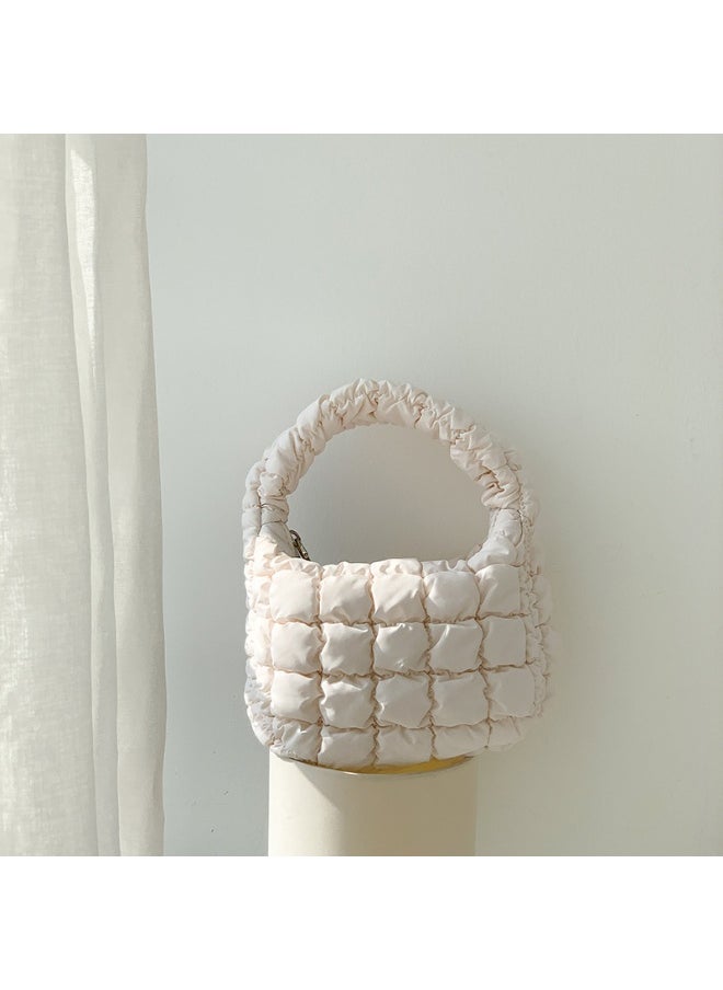 Autumn Pleated Diamond Check Handbag Cute Mini Cloud Bag Fashion Advanced Sense Bubble Down Bag