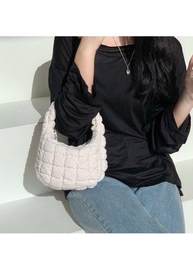 Autumn Pleated Diamond Check Handbag Cute Mini Cloud Bag Fashion Advanced Sense Bubble Down Bag