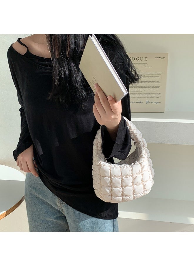 Autumn Pleated Diamond Check Handbag Cute Mini Cloud Bag Fashion Advanced Sense Bubble Down Bag