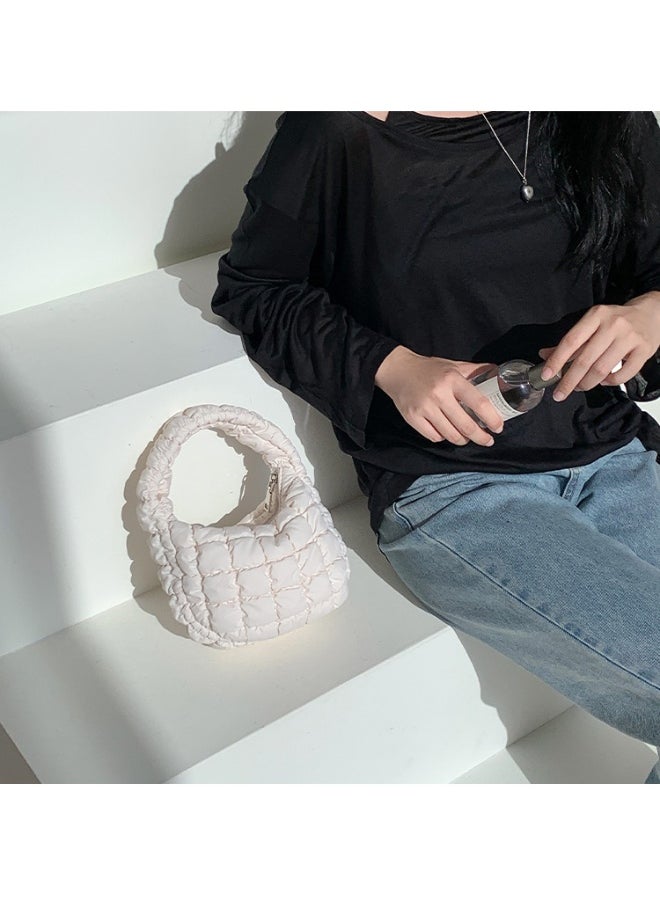 Autumn Pleated Diamond Check Handbag Cute Mini Cloud Bag Fashion Advanced Sense Bubble Down Bag