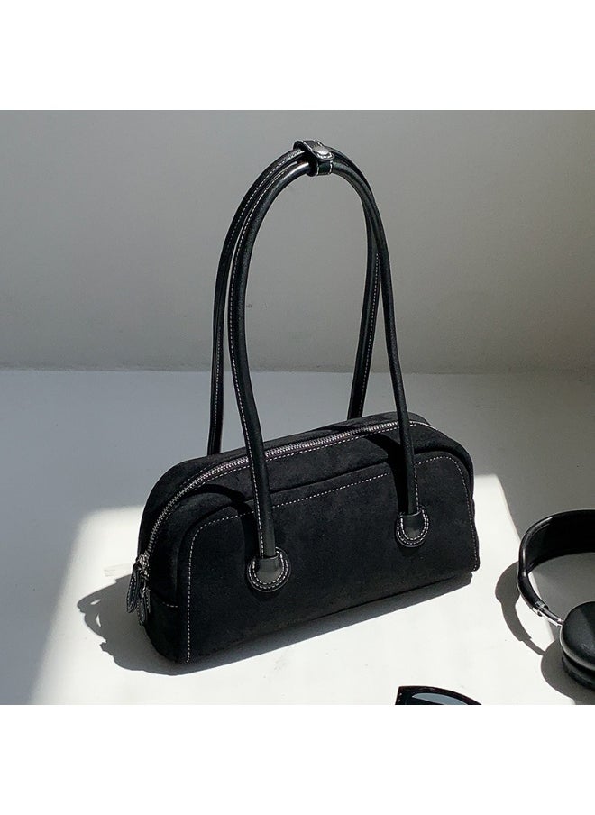 Vintage Fashion Suede Bag Niche High-grade Baguette Bag Large Capacity Shoulder Bag for Woman