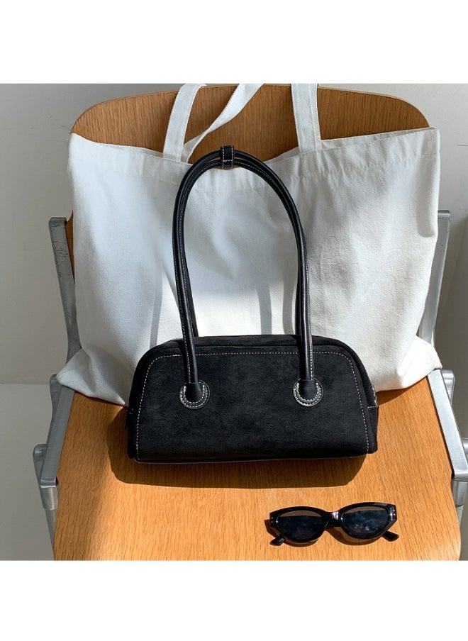 Vintage Fashion Suede Bag Niche High-grade Baguette Bag Large Capacity Shoulder Bag for Woman
