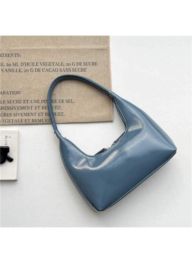 Korean Small Handbag Women's High-grade Temperament Simple Female Bag Bright PU Fashion Single Shoulder Niche Design Handbag