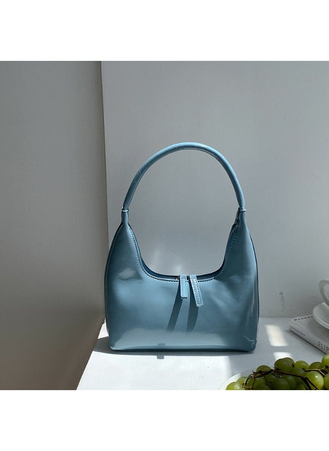 Korean Small Handbag Women's High-grade Temperament Simple Female Bag Bright PU Fashion Single Shoulder Niche Design Handbag