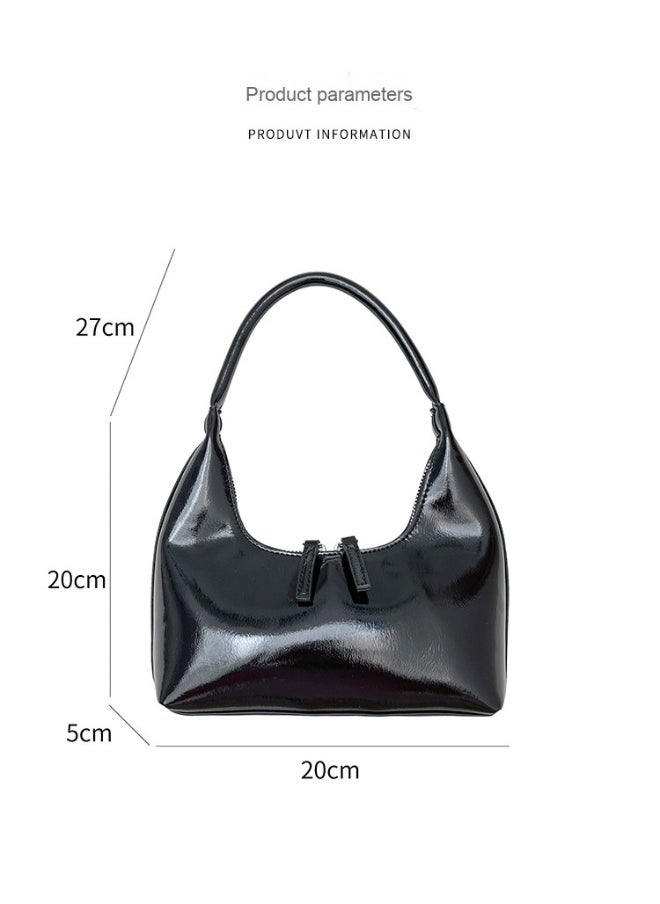 Korean Small Handbag Women's High-grade Temperament Simple Female Bag Bright PU Fashion Single Shoulder Niche Design Handbag