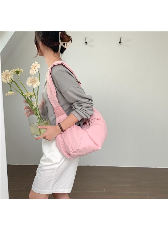 Korean Bag Women's Casual Single Shoulder Crossbody Bag Large Capacity Niche Fashion Wide Shoulder Strap Nylon Dumpling Bag Female
