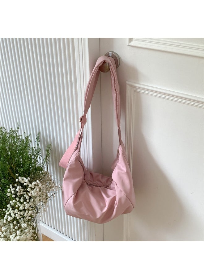 Korean Bag Women's Casual Single Shoulder Crossbody Bag Large Capacity Niche Fashion Wide Shoulder Strap Nylon Dumpling Bag Female