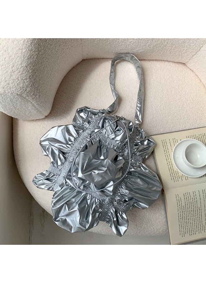 Niche Design Fold Large Capacity Shoulder Bag Personality Drawstring Cloud Bag Irregular Underarm Bag Advanced Sense