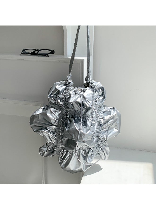 Niche Design Fold Large Capacity Shoulder Bag Personality Drawstring Cloud Bag Irregular Underarm Bag Advanced Sense
