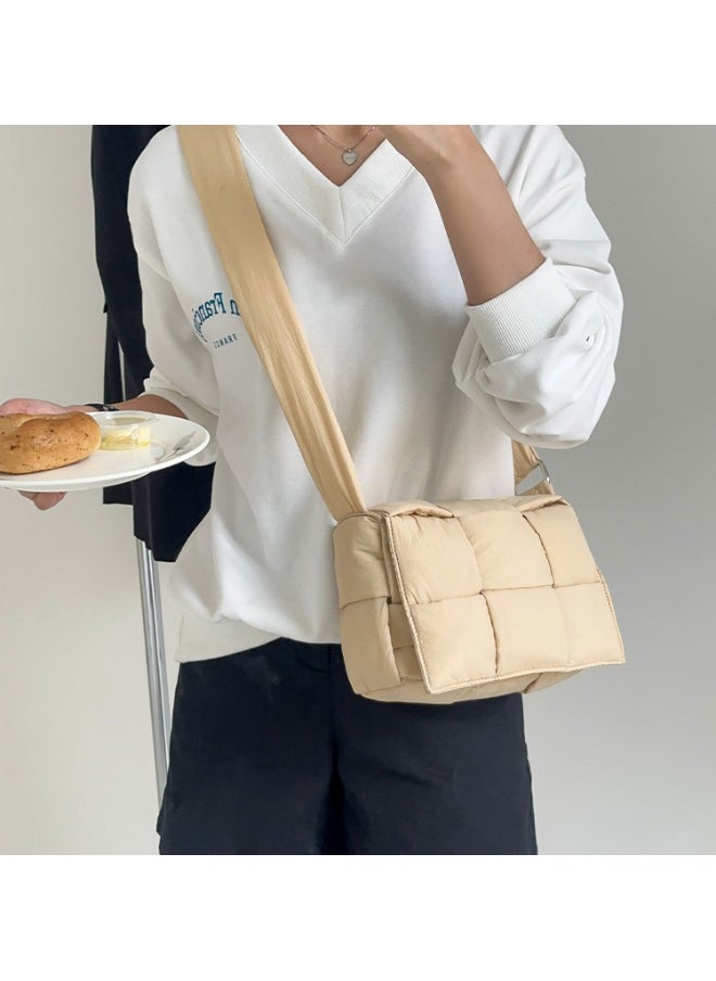 Niche Cotton Woven Pillow Bag Advanced Sense of Autumn-winter Assorted Beancurd Block Small Square Bag Single Shoulder Crossbody Bag Woman