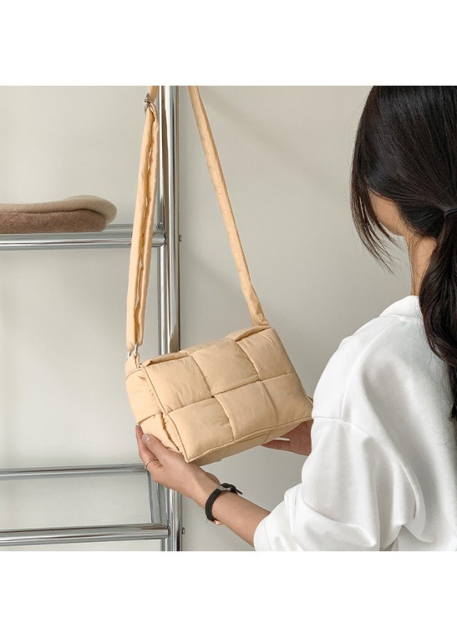 Niche Cotton Woven Pillow Bag Advanced Sense of Autumn-winter Assorted Beancurd Block Small Square Bag Single Shoulder Crossbody Bag Woman