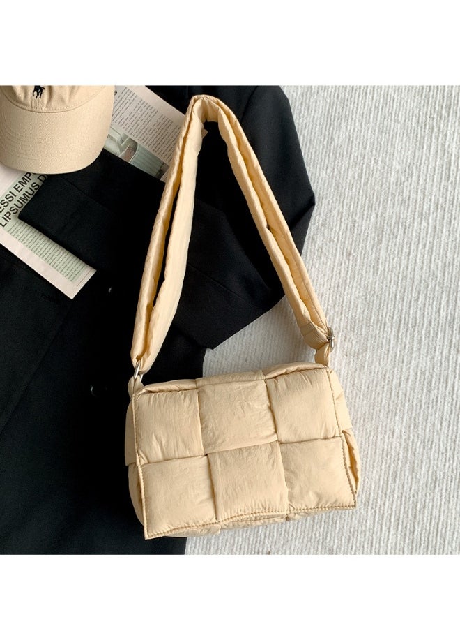 Niche Cotton Woven Pillow Bag Advanced Sense of Autumn-winter Assorted Beancurd Block Small Square Bag Single Shoulder Crossbody Bag Woman