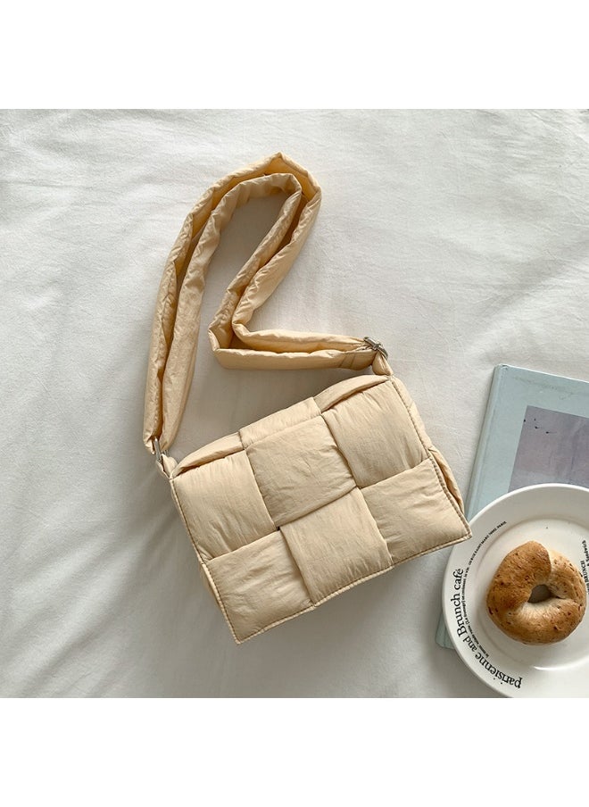 Niche Cotton Woven Pillow Bag Advanced Sense of Autumn-winter Assorted Beancurd Block Small Square Bag Single Shoulder Crossbody Bag Woman