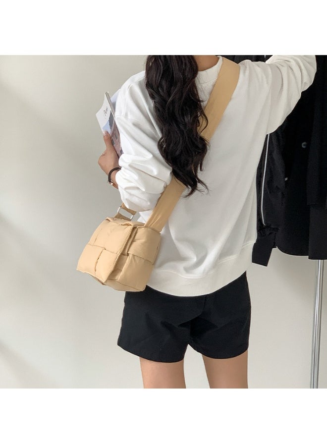 Niche Cotton Woven Pillow Bag Advanced Sense of Autumn-winter Assorted Beancurd Block Small Square Bag Single Shoulder Crossbody Bag Woman