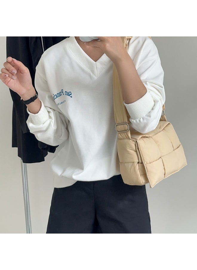 Niche Cotton Woven Pillow Bag Advanced Sense of Autumn-winter Assorted Beancurd Block Small Square Bag Single Shoulder Crossbody Bag Woman